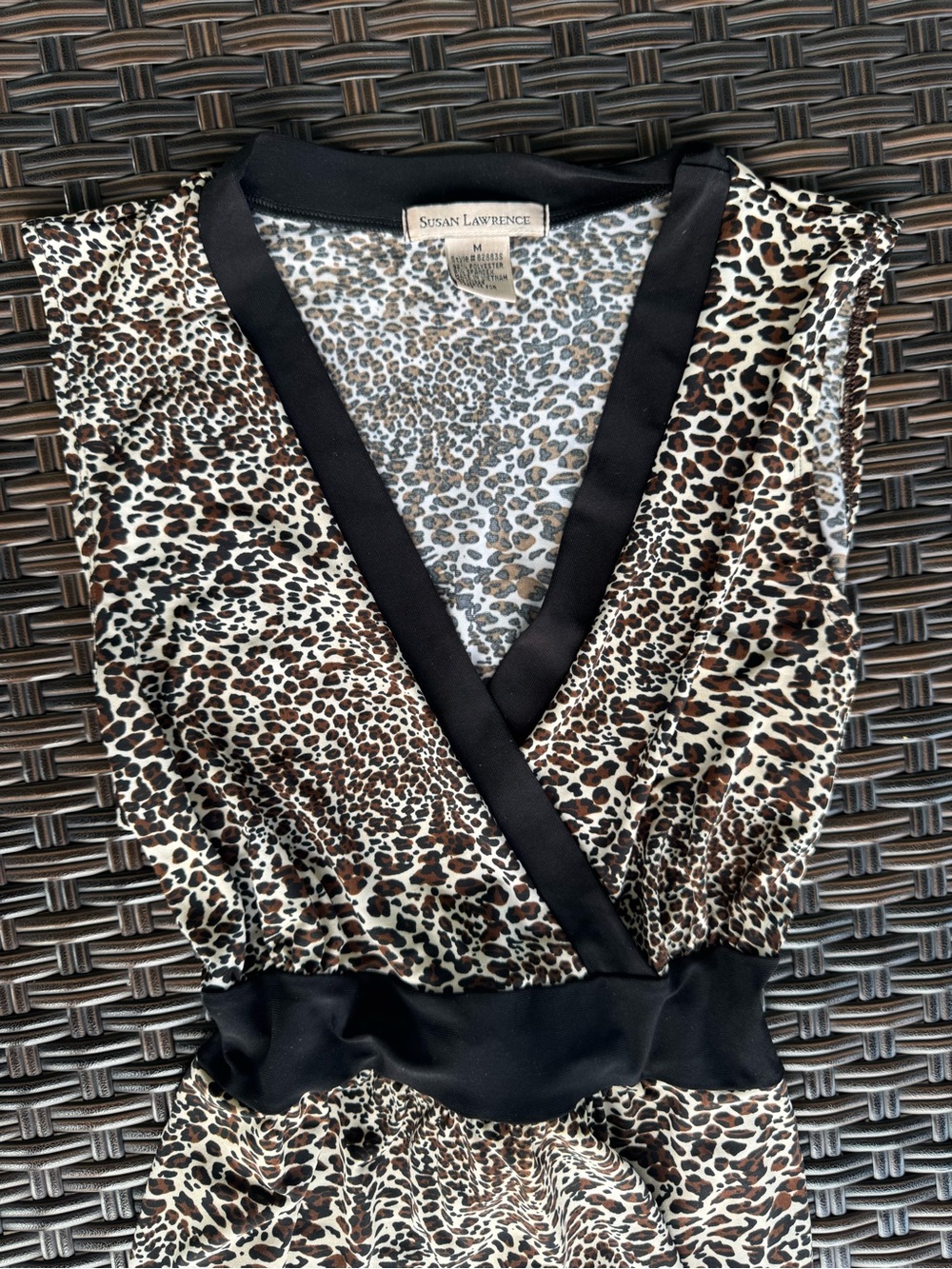 Vintage Y2K Susan Lawrence Leopard Print Babydoll Blouse Top Size Medium - Picture 4 of 4